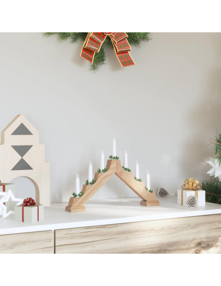 Ponte con Candele di Natale con 7 LED Marrone 39.5 x 5 x 29 cm