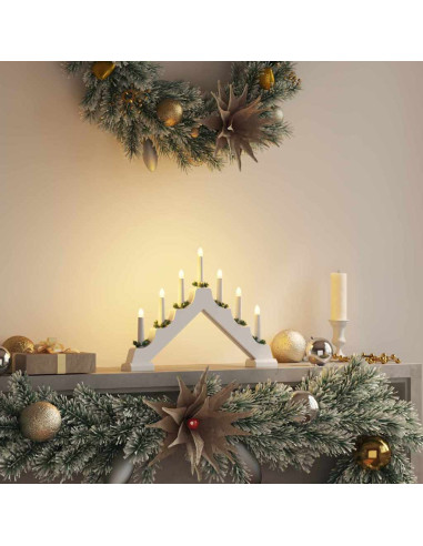 Ponte con Candele di Natale con 7 LED Bianco 39.5 x 5 x 29 cm