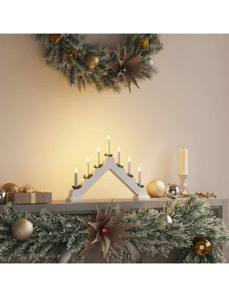 Ponte con Candele di Natale con 7 LED Bianco 39.5 x 5 x 29 cm