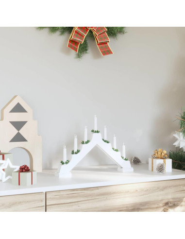 Ponte con Candele di Natale con 7 LED Bianco 39.5 x 5 x 29 cm