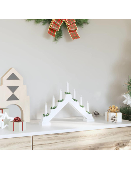 Ponte con Candele di Natale con 7 LED Bianco 39.5 x 5 x 29 cm