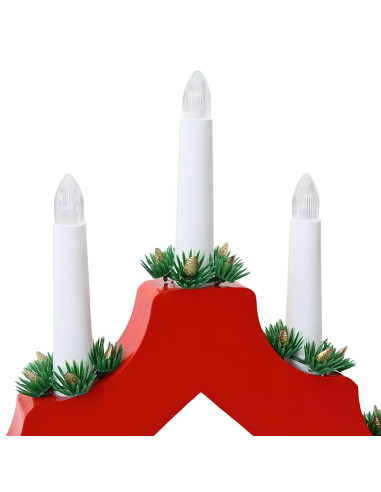 Ponte con Candele di Natale con 7 LED Rosso 39.5 x 5 x 29 cm