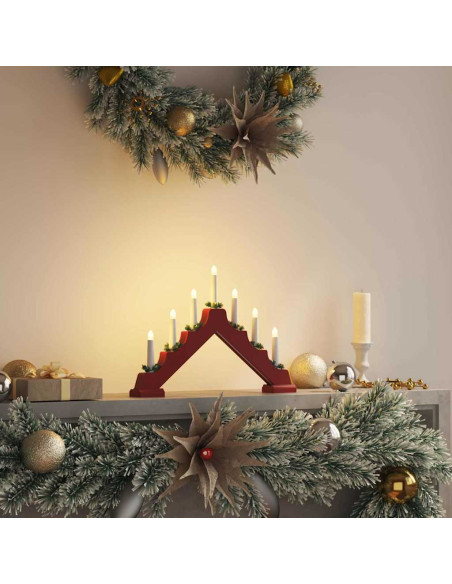 Ponte con Candele di Natale con 7 LED Rosso 39.5 x 5 x 29 cm