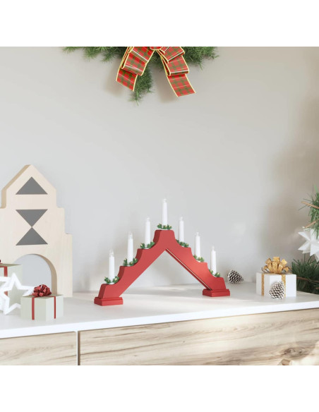Ponte con Candele di Natale con 7 LED Rosso 39.5 x 5 x 29 cm