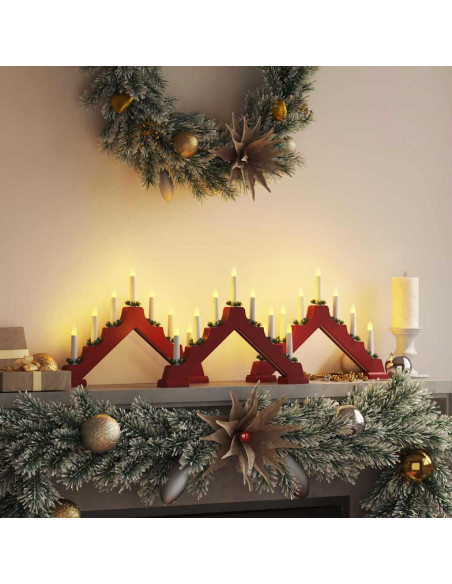 Ponte con Candele di Natale 3 pcs Rosso 39.5 x 5 x 29 cm