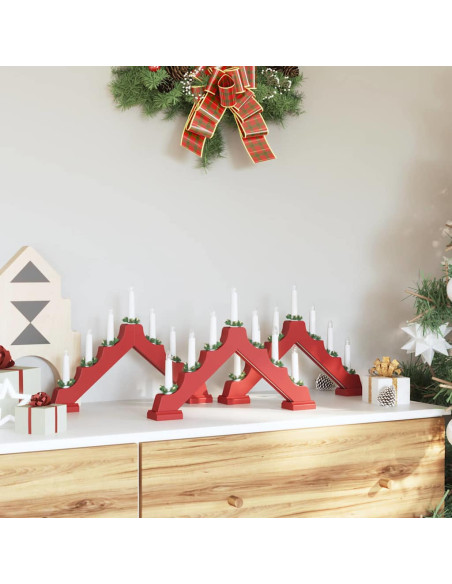 Ponte con Candele di Natale 3 pcs Rosso 39.5 x 5 x 29 cm