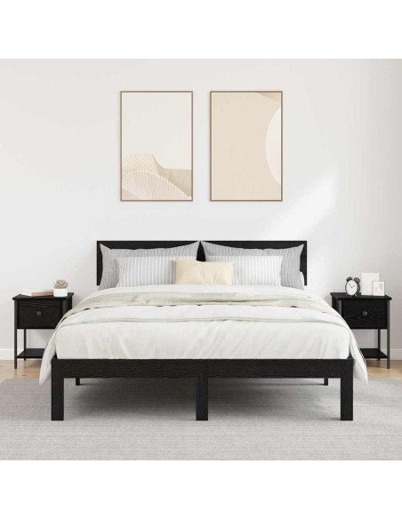 Comodino 2 pcs Rovere nero 34 x 35,5 x 45 cm Legno multistrato