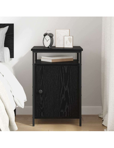 Armadio da Notte Rovere nero 40 x 42 x 60cm Legno multistrato