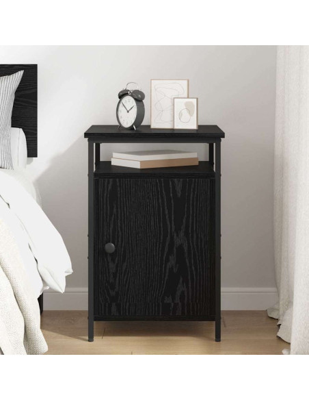 Armadio da Notte Rovere nero 40 x 42 x 60cm Legno multistrato