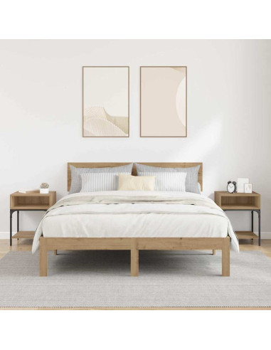 Comodino 2 pcs rovere artigianale 40 x 40 x 50 cm