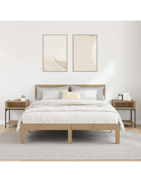 Comodino 2 pcs rovere artigianale 40 x 40 x 50 cm