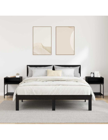 Comodino 2 pcs Rovere nero 40 x 40 x 50 cm Legno multistrato