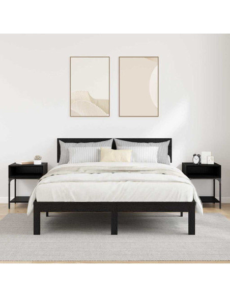 Comodino 2 pcs Rovere nero 40 x 40 x 50 cm Legno multistrato