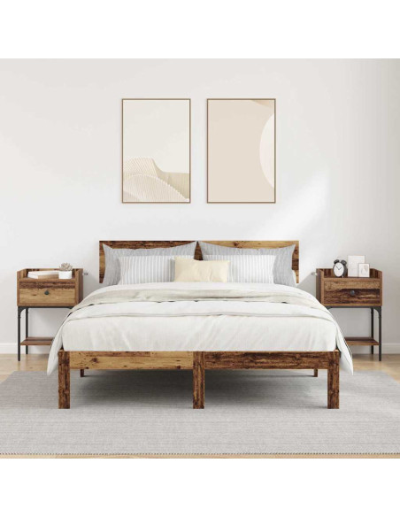 Comodino 2 pcs Legno vecchio 40 x 29 x 60 cm Legno multistrato