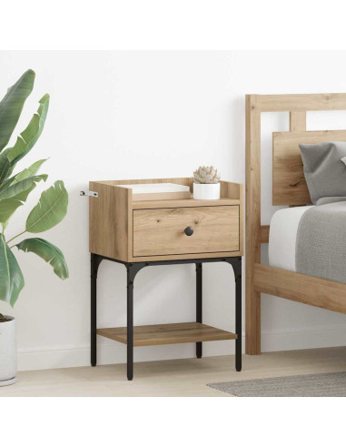 Comodino con cassetto 2 pcs rovere artigianale 40 x 29 x 60 cm