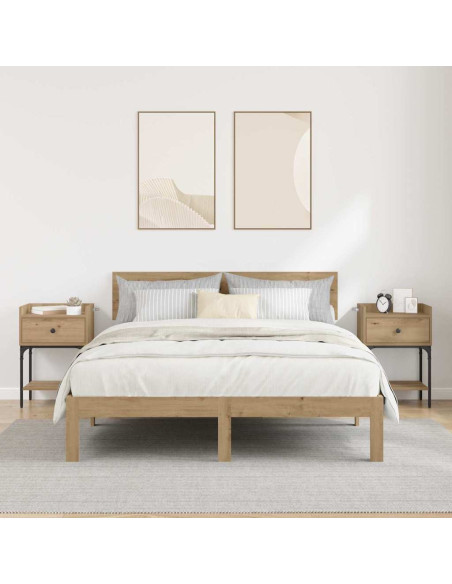 Comodino con cassetto 2 pcs rovere artigianale 40 x 29 x 60 cm