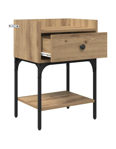 Comodino con cassetto 2 pcs rovere artigianale 40 x 29 x 60 cm