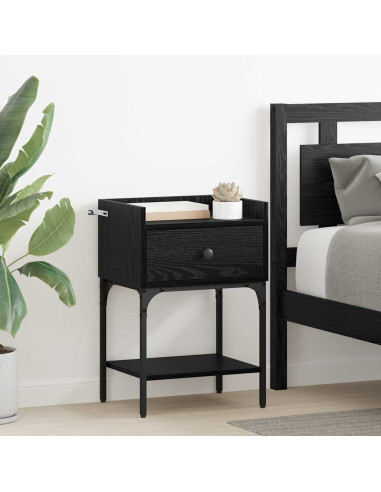 Comodino Rovere nero 40 x 29 x 60 cm Legno multistrato