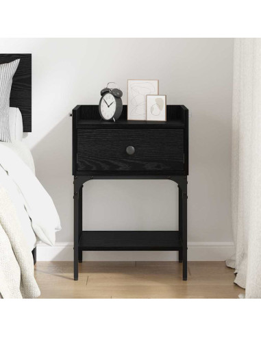 Comodino Rovere nero 40 x 29 x 60 cm Legno multistrato
