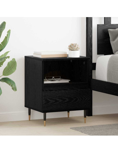 Armadio da Notte con cassetto 2 pcs Rovere nero 40 x 35 x 50 cm
