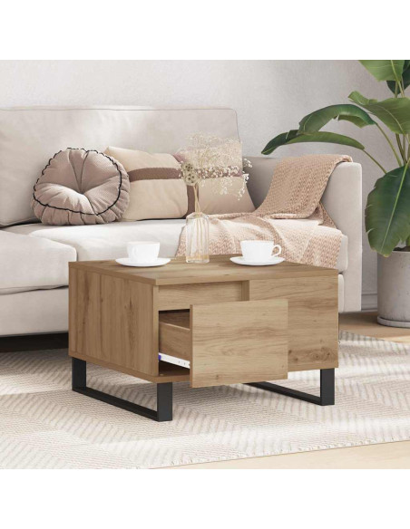 Tavolino da salotto rovere artigianale 55 x 55 x 36.5 cm