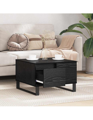 Tavolino da salotto con cassetto Rovere nero 55 x 55 x 36.5 cm