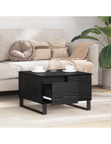 Tavolino da salotto con cassetto Rovere nero 55 x 55 x 36.5 cm