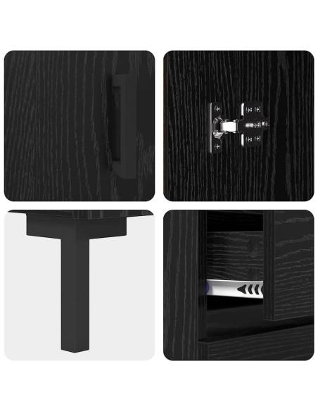 Credenza Rovere nero 69.5 x 34 x 90 cm Legno multistrato