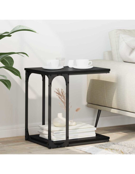 Tavolo laterale Rovere nero 50 x 35 x 52 cm Legno multistrato