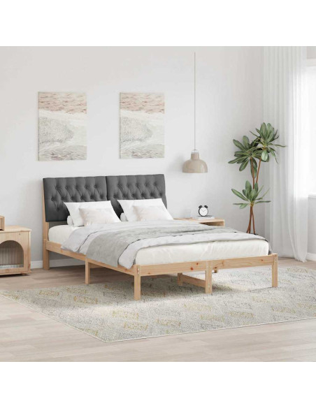 Letto con Testiera Rivestita con testiera Marrone 135 x 190 cm