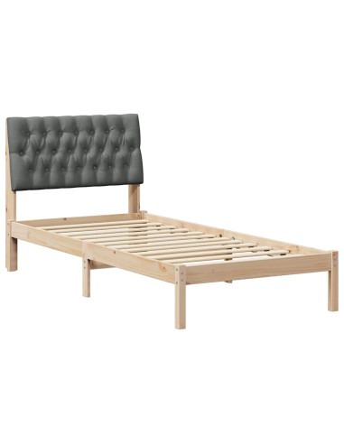 Letto con Testiera Rivestita con testiera Marrone 90 x 190 cm