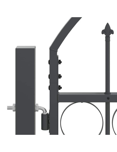 Cancello da Giardino con Parte Superiore Arcuata Grigio