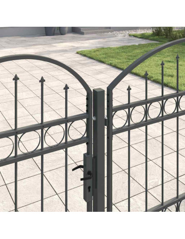 Cancello da Giardino con Parte Superiore Arcuata Grigio