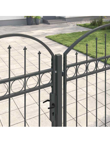 Cancello da Giardino con Parte Superiore Arcuata Grigio