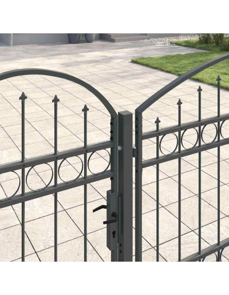 Cancello da Giardino con Parte Superiore Arcuata Grigio