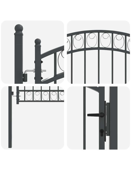 Cancello per recinzione con blocco Grigio 100 x 100 cm