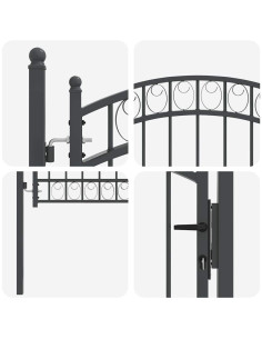 Cancello per recinzione con blocco Grigio 125 x 100 cm 2