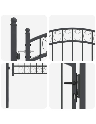 Cancello per recinzione con blocco Grigio 125 x 100 cm