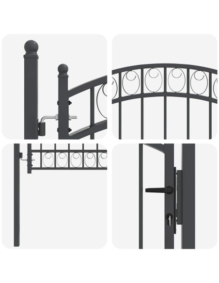 Cancello per recinzione con blocco Grigio 125 x 100 cm