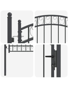 Cancello per recinzione con blocco Grigio 150 x 100 cm 2