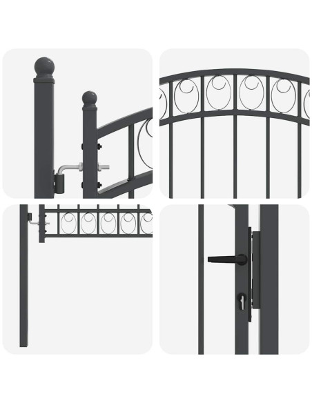 Cancello per recinzione con blocco Grigio 150 x 100 cm