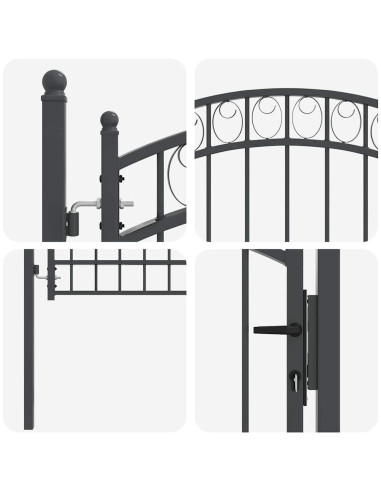 Cancello per recinzione con blocco Grigio 170 x 100 cm