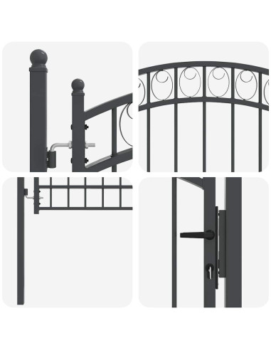 Cancello per recinzione con blocco Grigio 200 x 100 cm