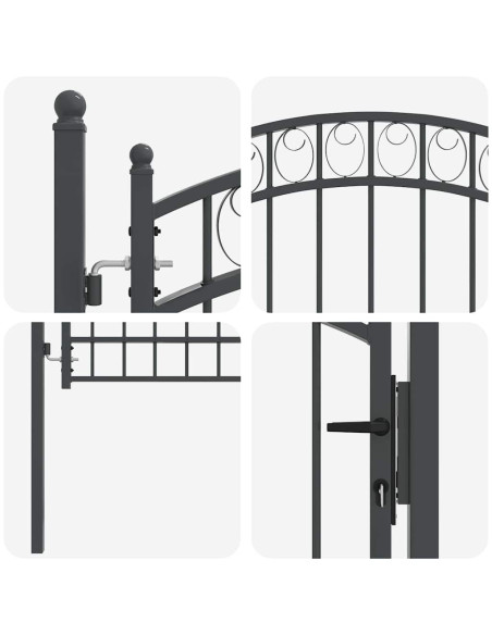 Cancello per recinzione con blocco Grigio 200 x 100 cm