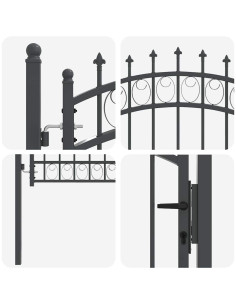 Cancello della recinzione con punte Grigio 100 x 100 cm 2