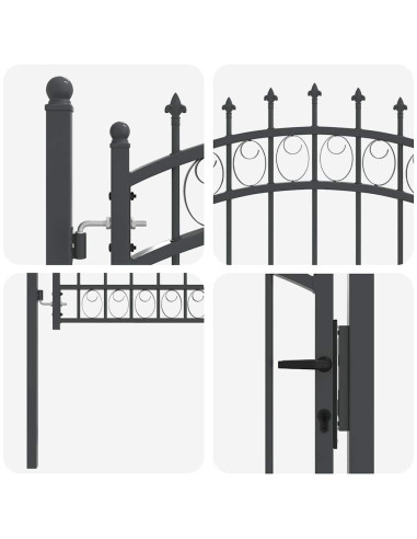 Cancello della recinzione con punte Grigio 100 x 100 cm