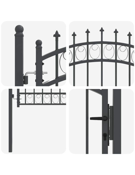 Cancello della recinzione con punte Grigio 100 x 100 cm