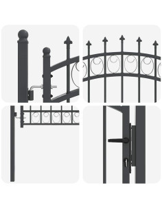 Cancello della recinzione con punte Grigio 125 x 100 cm 2