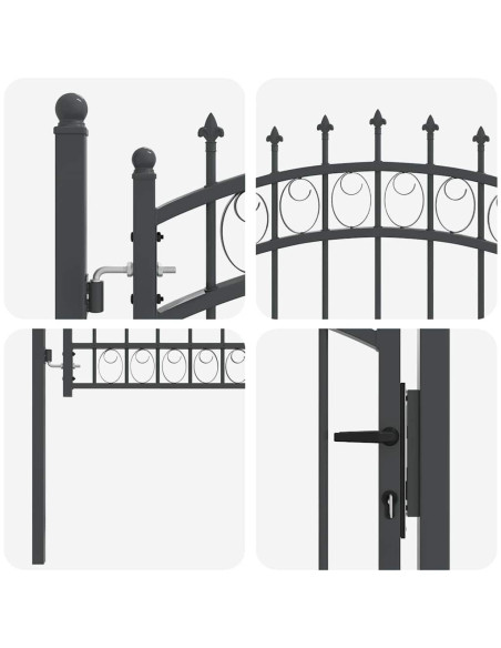 Cancello della recinzione con punte Grigio 125 x 100 cm