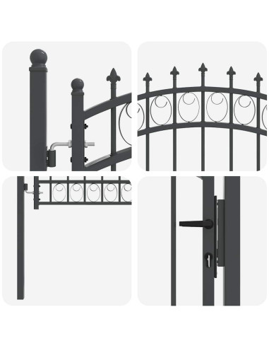 Cancello della recinzione con punte Grigio 150 x 100 cm